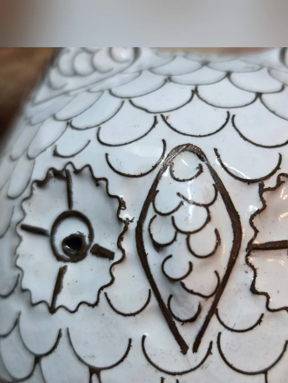 Pottery Barn White Owl Decorative Trinket Box Blue Enamel Interior Metal Cloison